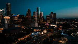 Houston, TX skyline at night